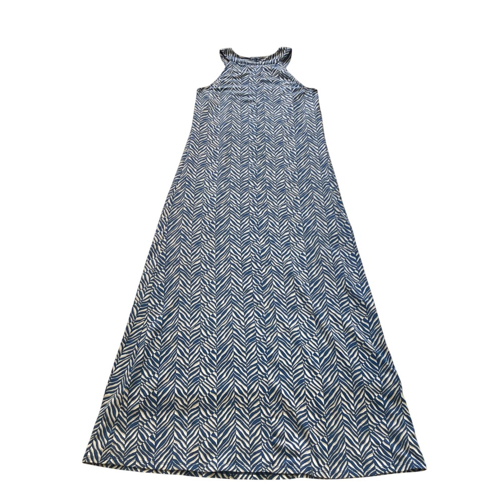 J.McLaughlin‎ Women's Maxi Dress Blue White Zebra Print Sleeveless Size S